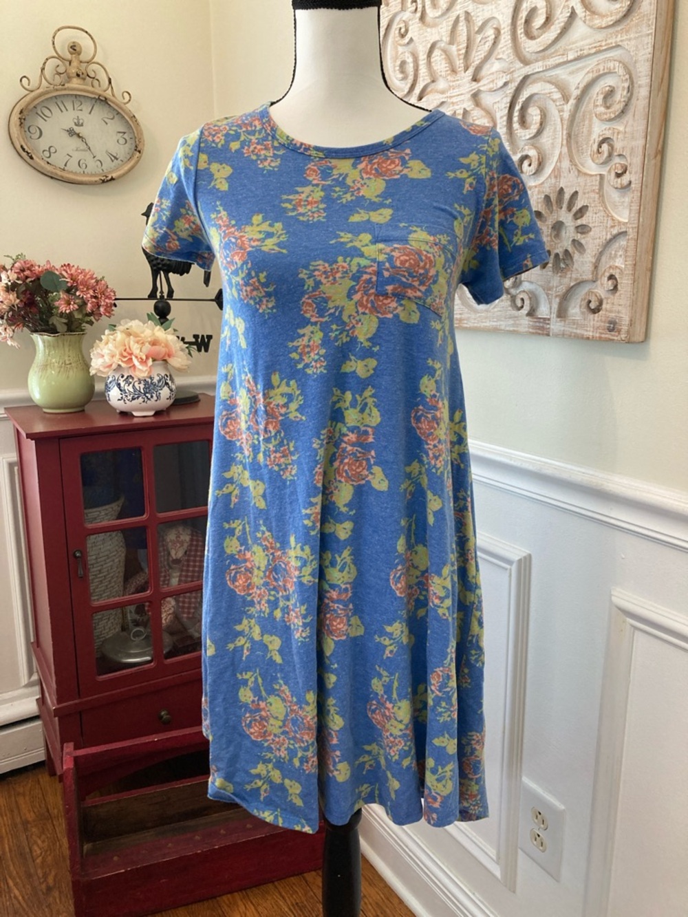 LuLaRoe Blue Floral High-Low Swing Dress